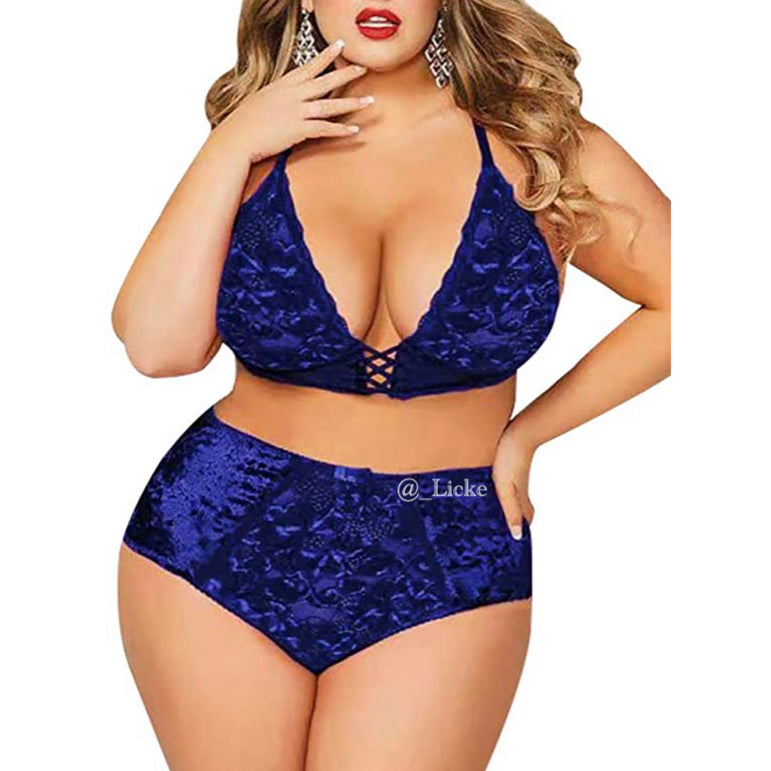 2 Piece Velvet Plus Size Lingerie Set